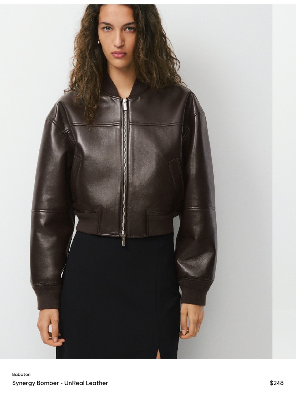 Aritzia Babaton Synergy Bomber - UnReal Leather Large